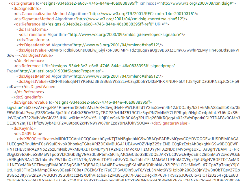 xml มีลายเซ็นดิจิทัล