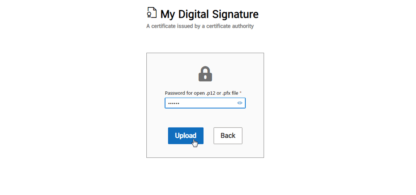 Filling a password for .pfx/.p12.