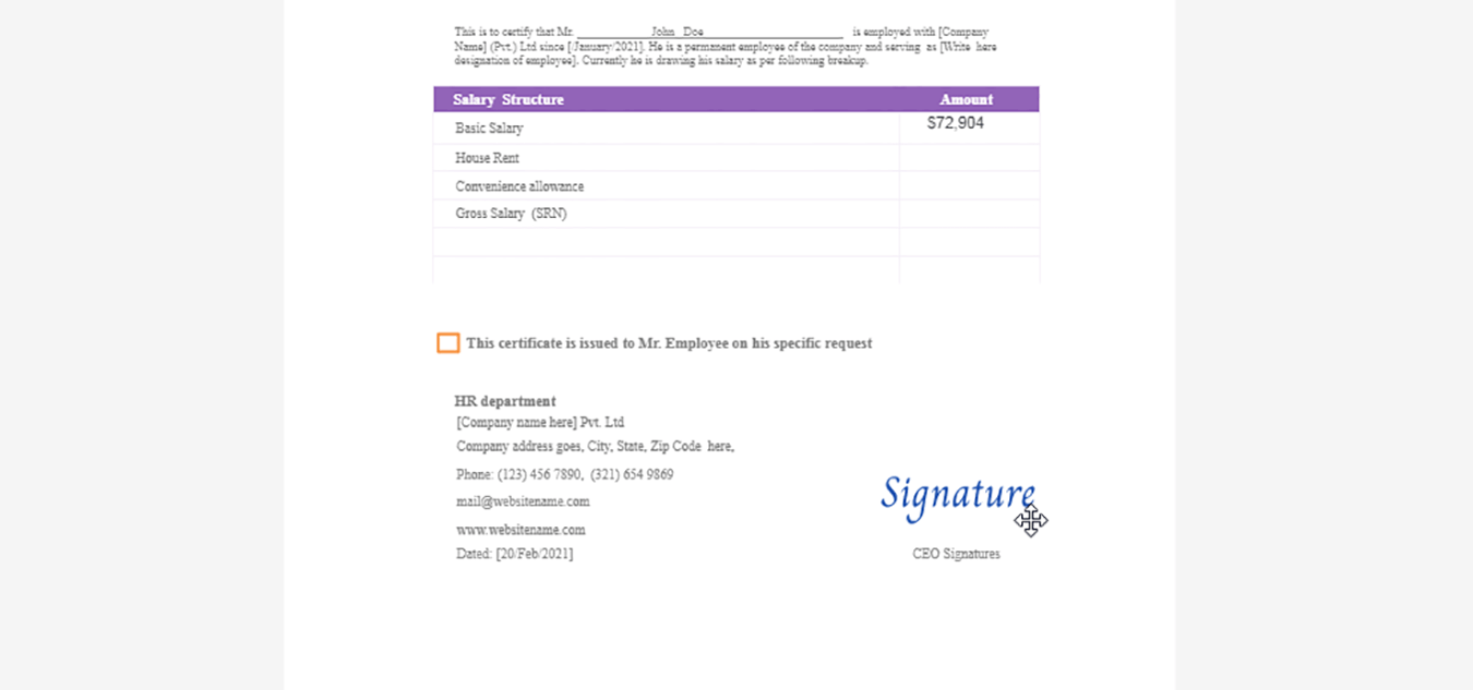 signature on document