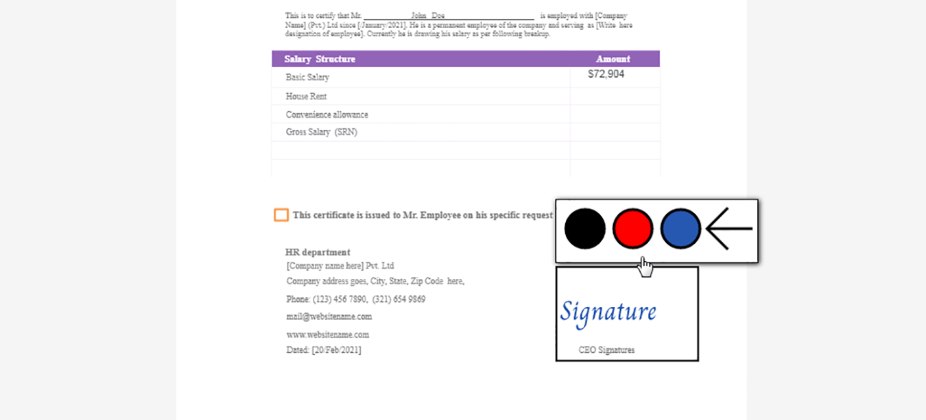 signature on document