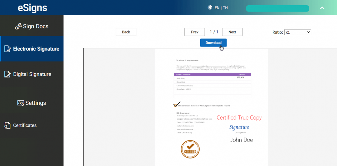 How to Download PDF (Electronic Signature)